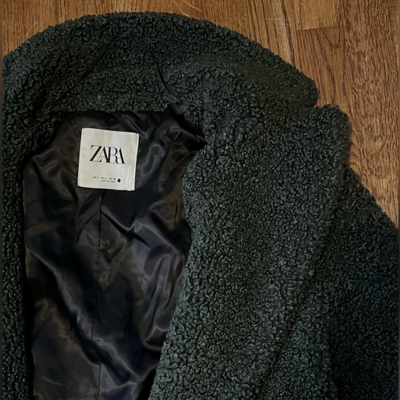 Zara Long Green Shearling Coat - Picture 3 of 3